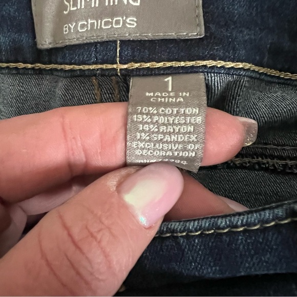 Chico's Dark Blue Straight Leg Cropped Jeans C209 - Picture 7 of 8